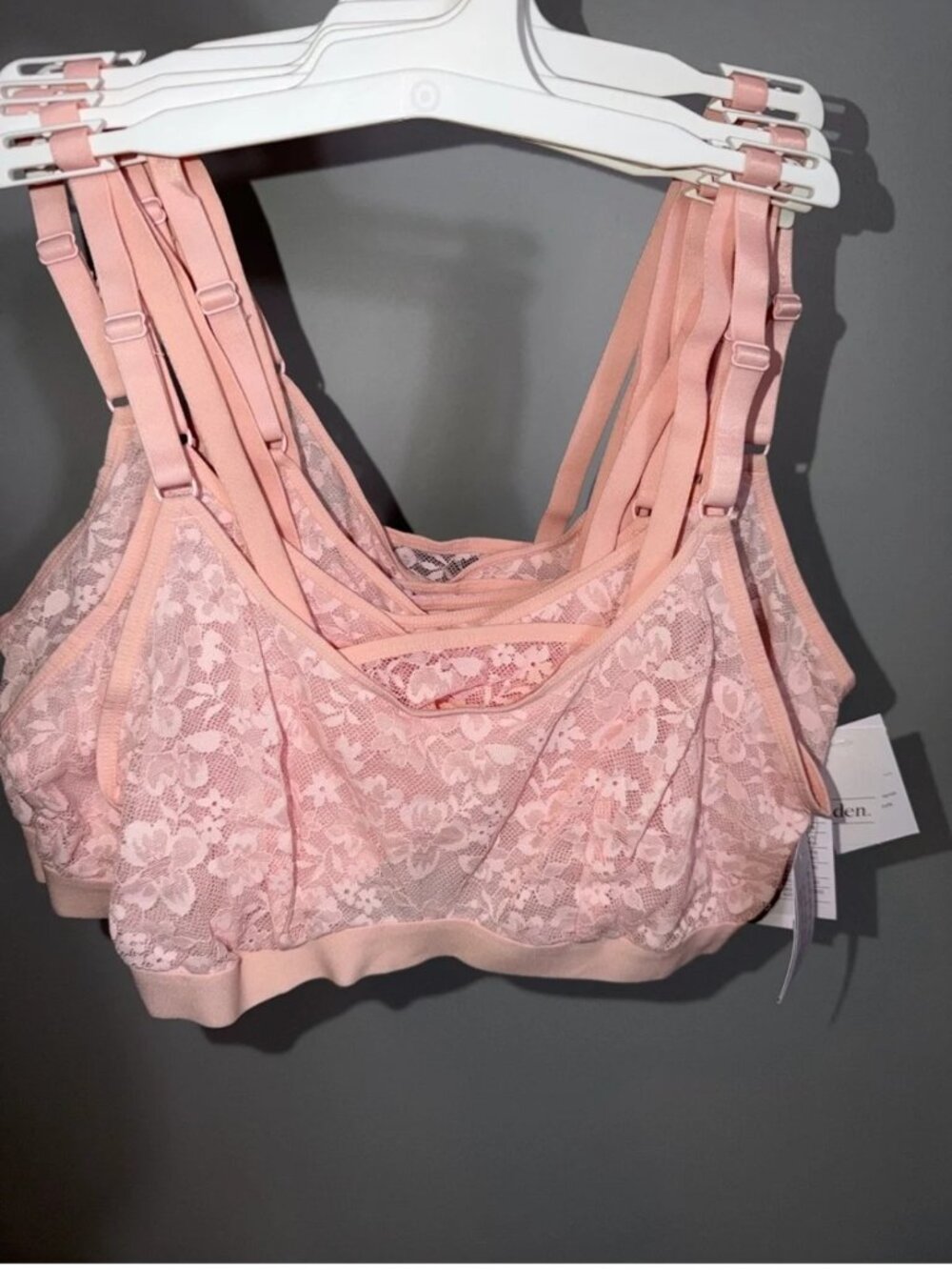 Lot of 5-Auden Blush Pink Womens Scoop Neck Bralette Lightly Lined Bra Large NWT